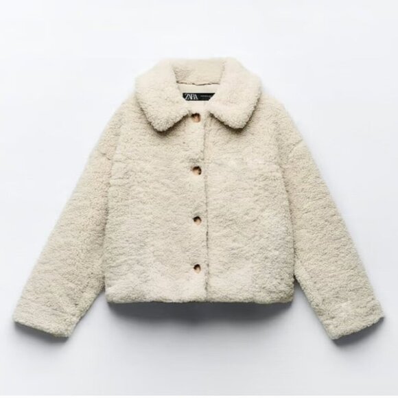 ZARA FAUX SHEARLING JACKET Size L NEW WITH TAG! - Picture 10 of 12